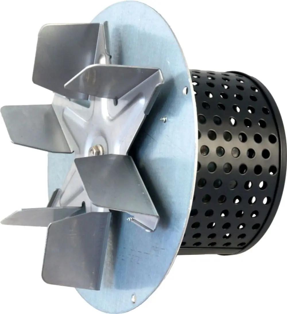 Gebläse mit Metallflächen und perforiertem Gehäuse, typisches Produkt von Wolf, zur Verwendung in Lüftungs- oder Heizsystemen.